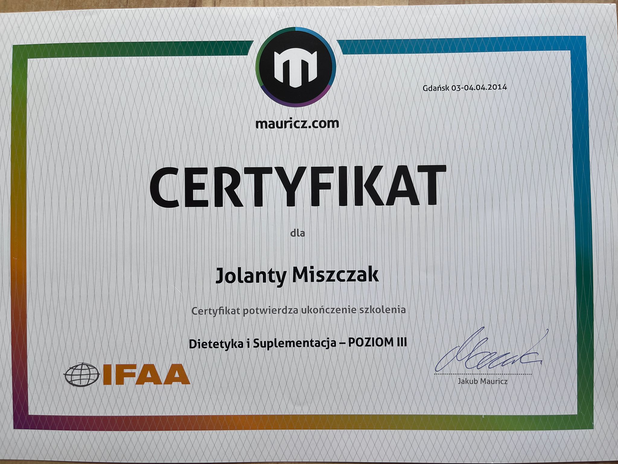 Certyfikat 3